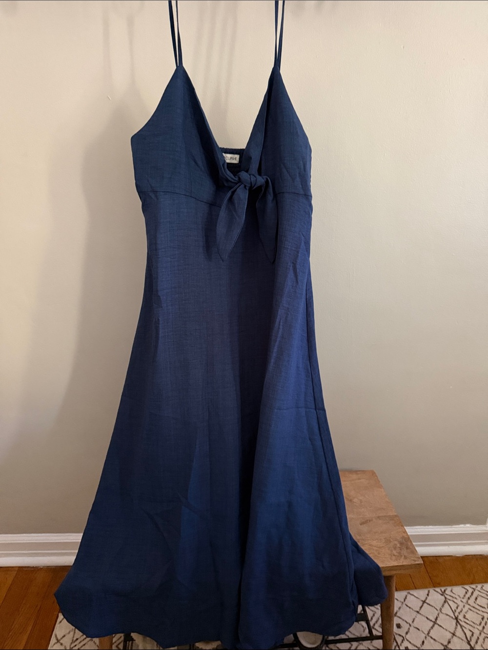 Cupshe Navy Tie-Front Maxi Dress